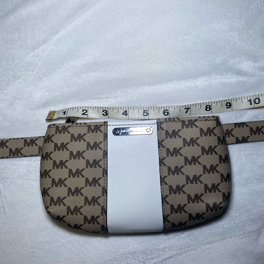 Michael Kors Brown and White Logo Belt Bag